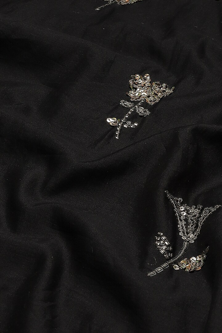 Black Fluid Crepe Sequins Embroidered Kaftan by Abraham & Thakore at Pernia's Pop Up Shop