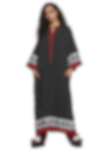 Black Hand Embroidered Long Jacket Set by Abraham & Thakore