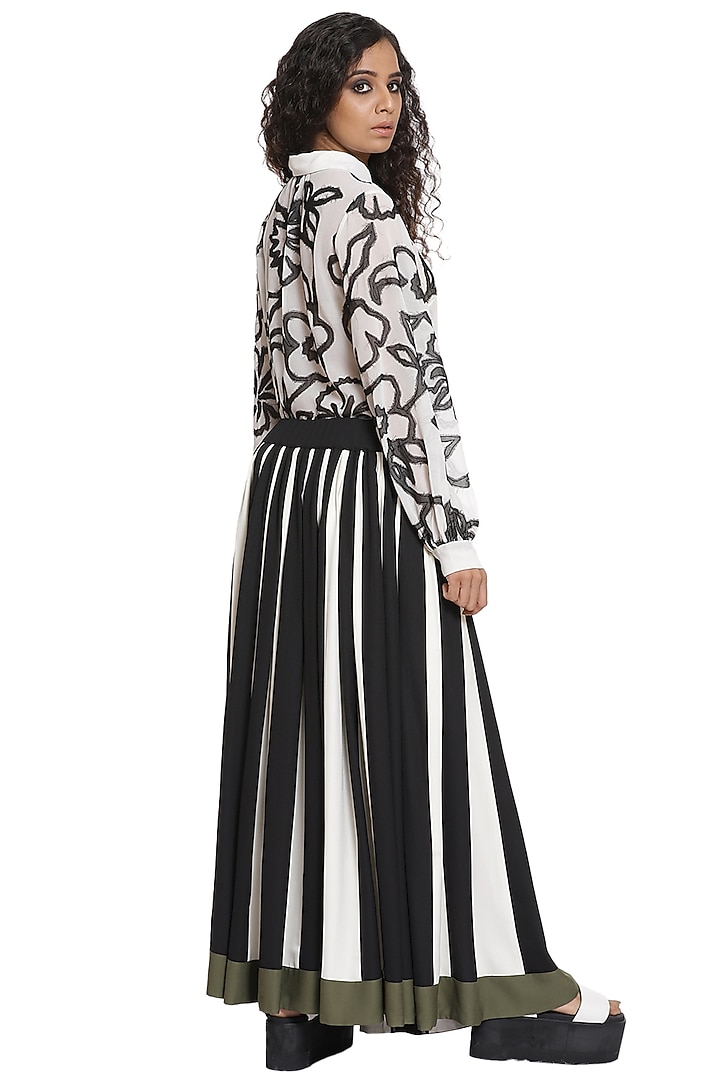 Ivory & Black Crepe Skirt by Abraham & Thakore at Pernia's Pop Up Shop