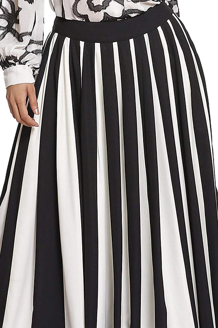 Ivory & Black Crepe Skirt by Abraham & Thakore at Pernia's Pop Up Shop