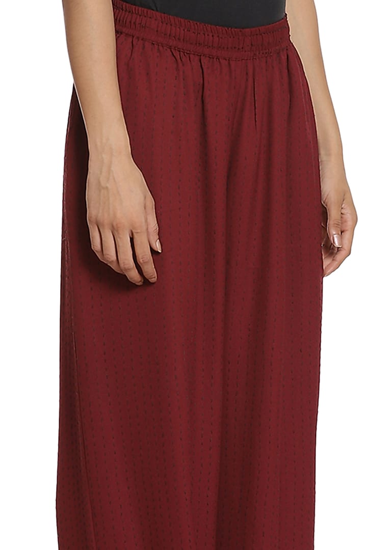 Wine Hand Embroidered Layered Pant Set by Abraham & Thakore at Pernia's Pop Up Shop