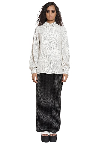 Ivory Kantha Printed Shirt by Abraham & Thakore