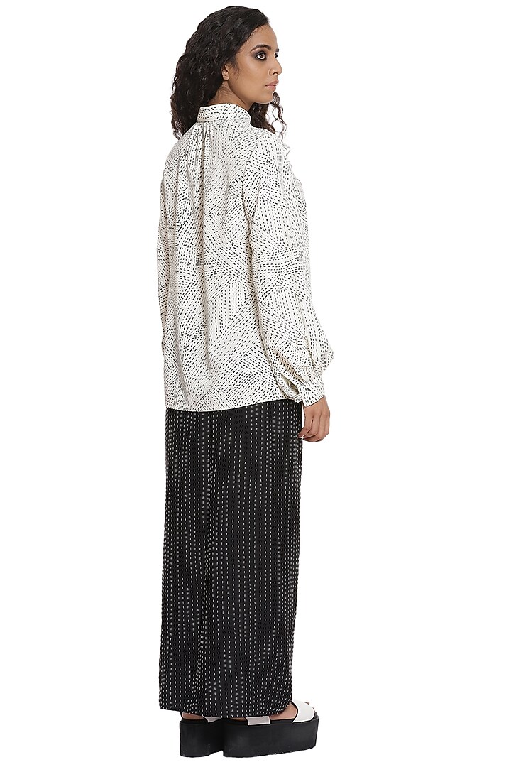 Ivory Kantha Printed Shirt by Abraham & Thakore at Pernia's Pop Up Shop