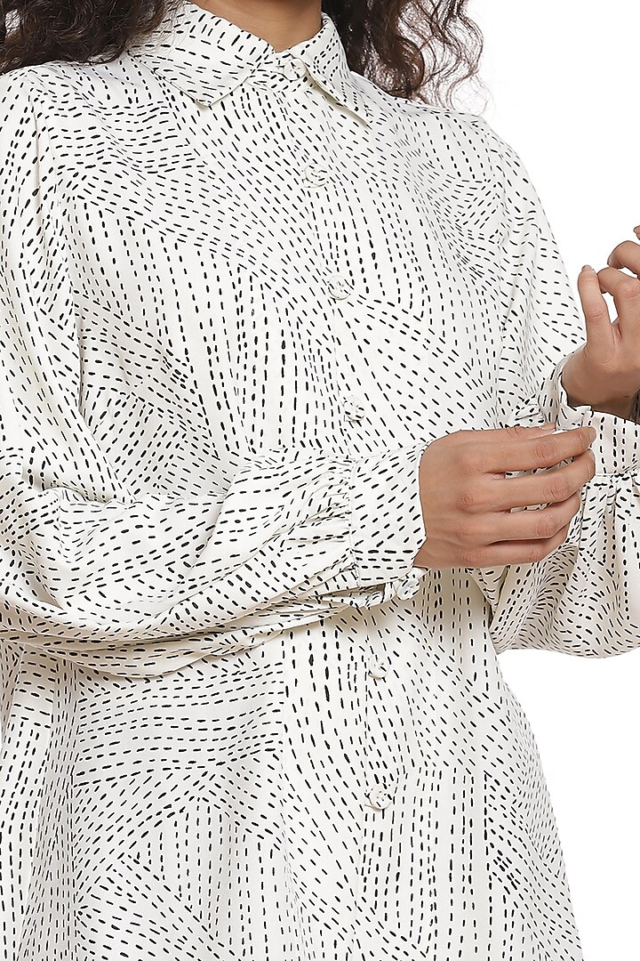 Ivory Kantha Printed Shirt by Abraham & Thakore at Pernia's Pop Up Shop