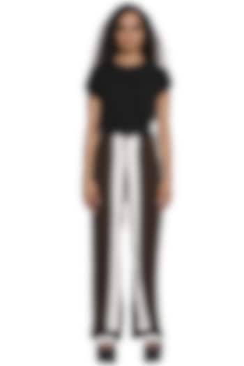 Black & White Crepe Wide-Legged Pants by Abraham & Thakore at Pernia's Pop Up Shop