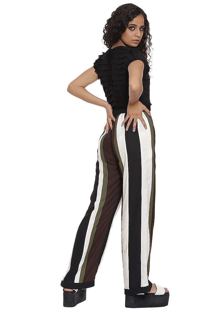 Black & White Crepe Wide-Legged Pants by Abraham & Thakore at Pernia's Pop Up Shop