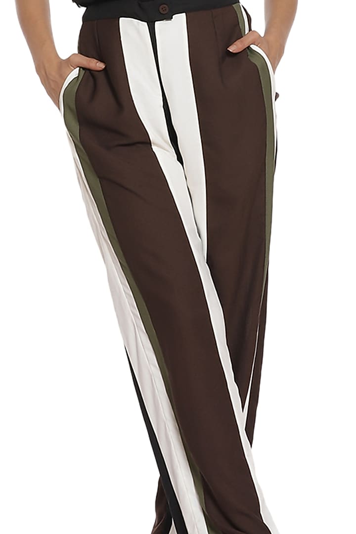 Black & White Crepe Wide-Legged Pants by Abraham & Thakore at Pernia's Pop Up Shop