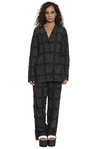 Black Crepe Pant Set by Abraham & Thakore
