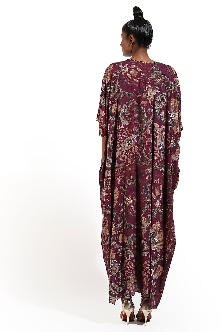 Purple Floral Printed Kaftan by Abraham & Thakore at Pernia's Pop Up Shop
