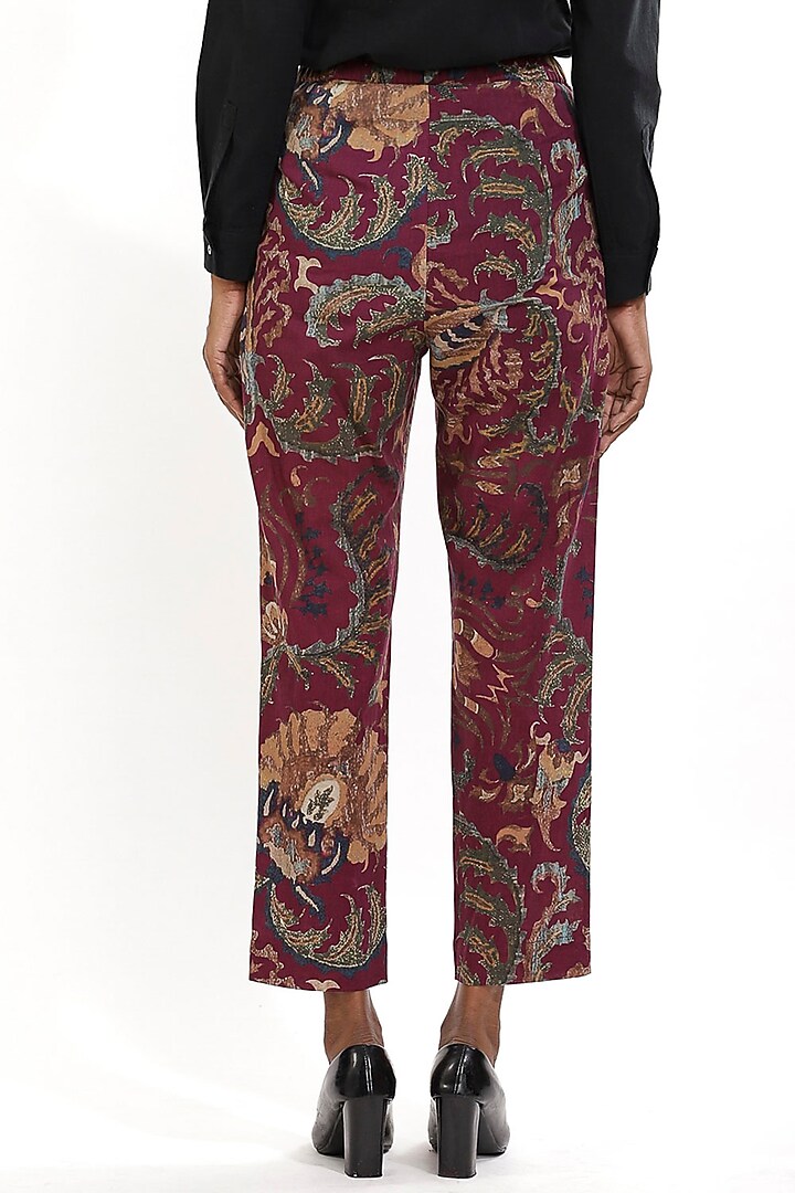 Purple Floral Printed Pants by Abraham & Thakore at Pernia's Pop Up Shop