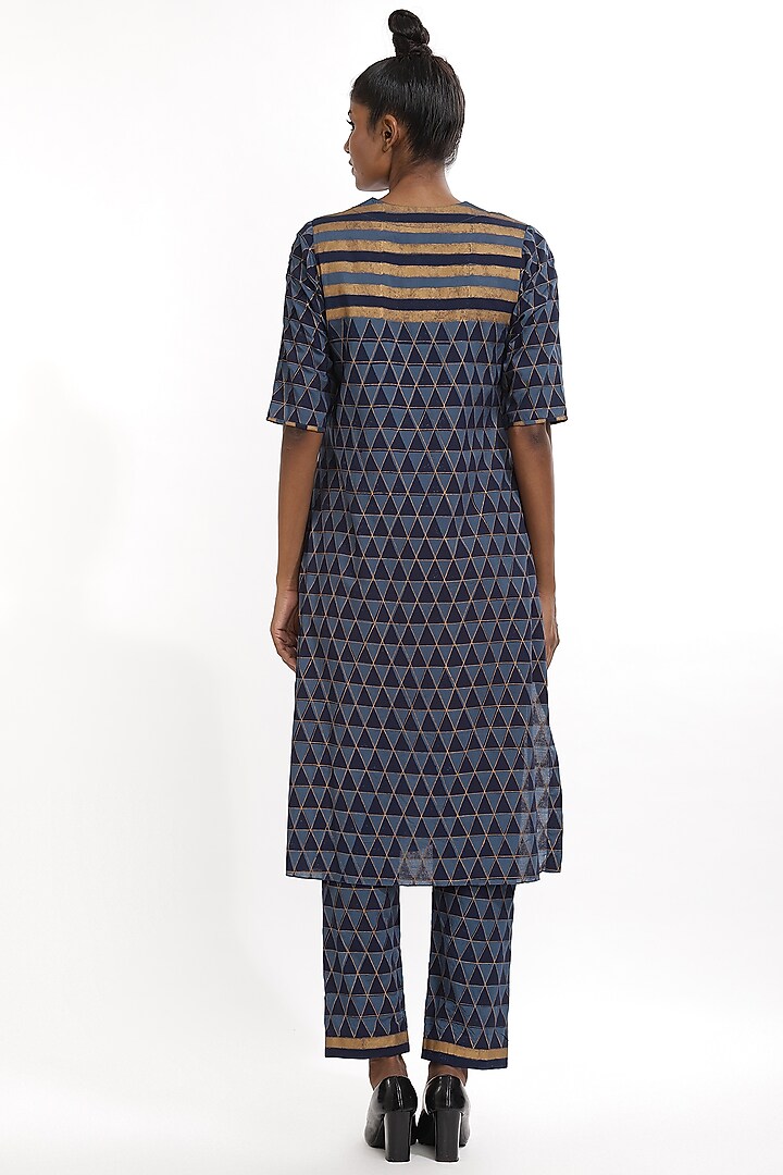 Midnight Blue Printed Summer Dress by Abraham & Thakore at Pernia's Pop Up Shop