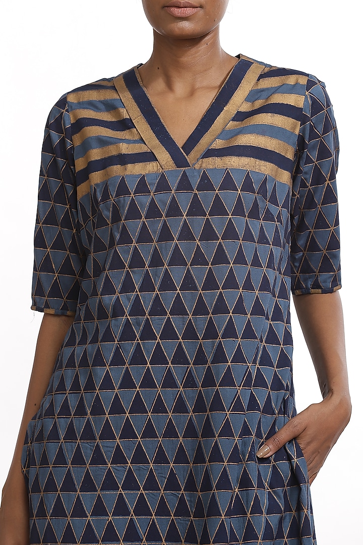 Midnight Blue Printed Summer Dress by Abraham & Thakore at Pernia's Pop Up Shop