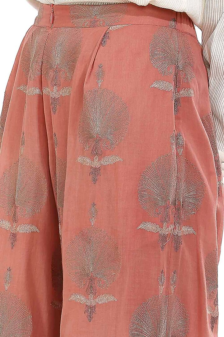 Pink Butta Embroidered Pants by Abraham & Thakore at Pernia's Pop Up Shop