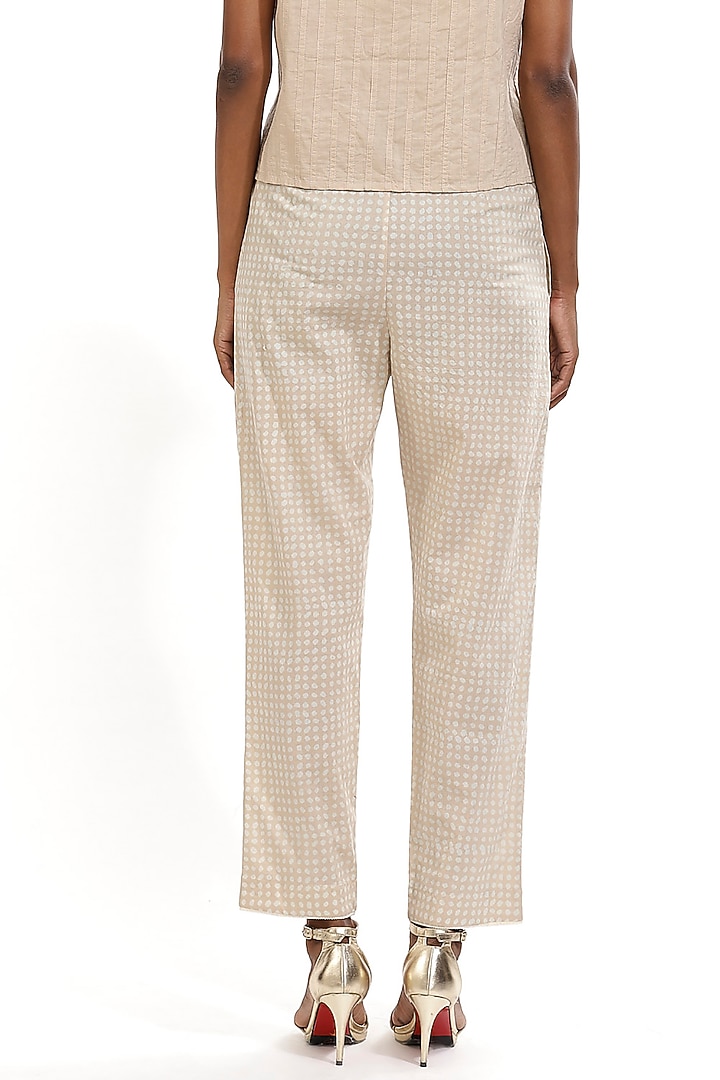 Beige Bandhani Printed Pants by Abraham & Thakore at Pernia's Pop Up Shop