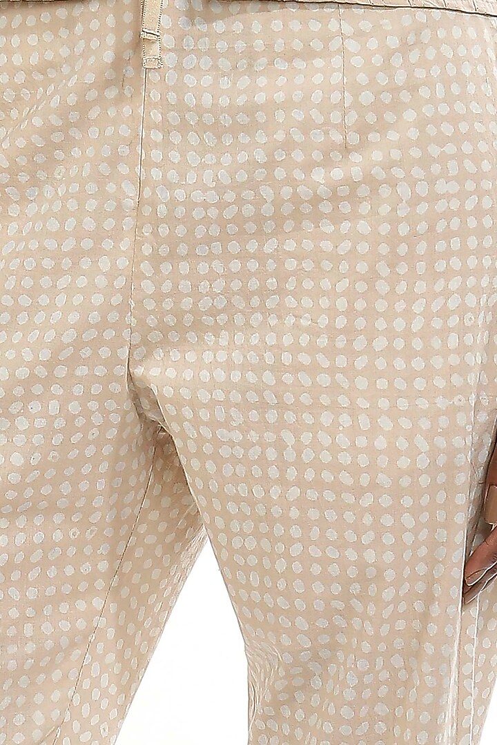 Beige Bandhani Printed Pants by Abraham & Thakore at Pernia's Pop Up Shop