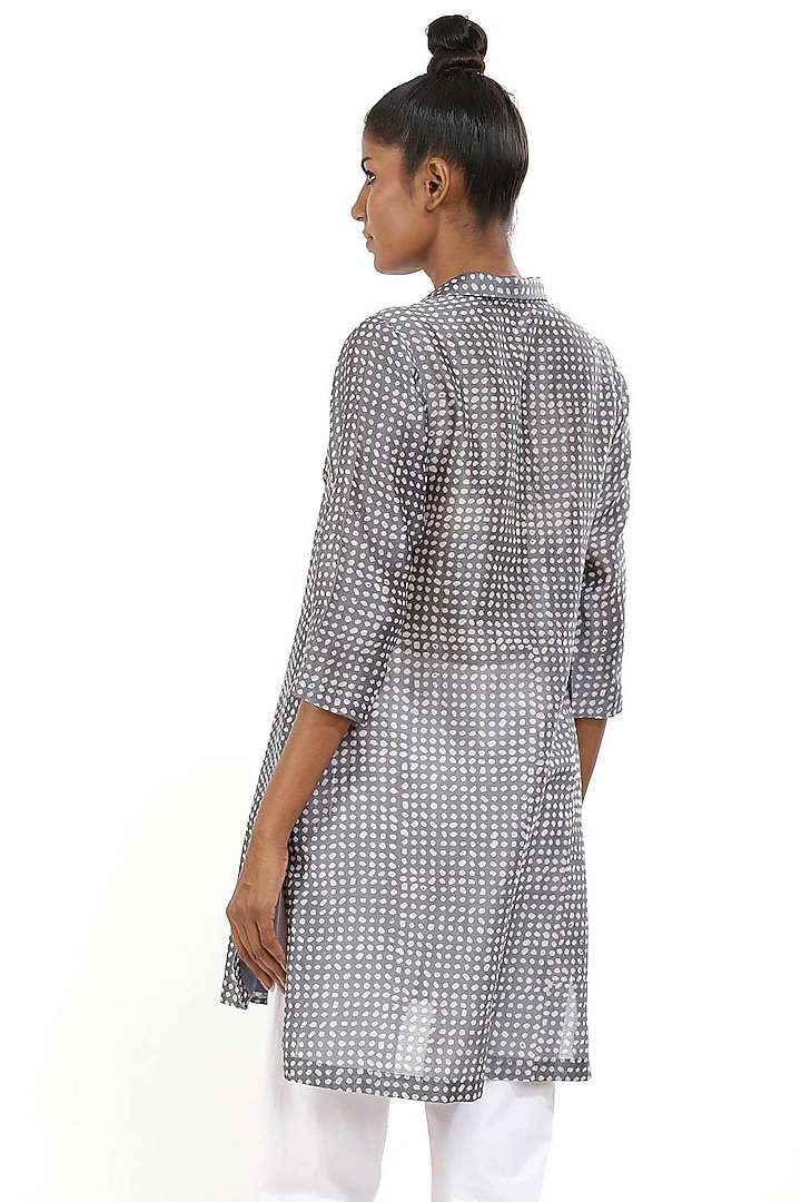 Grey Bandhani Printed Shirt by Abraham & Thakore at Pernia's Pop Up Shop