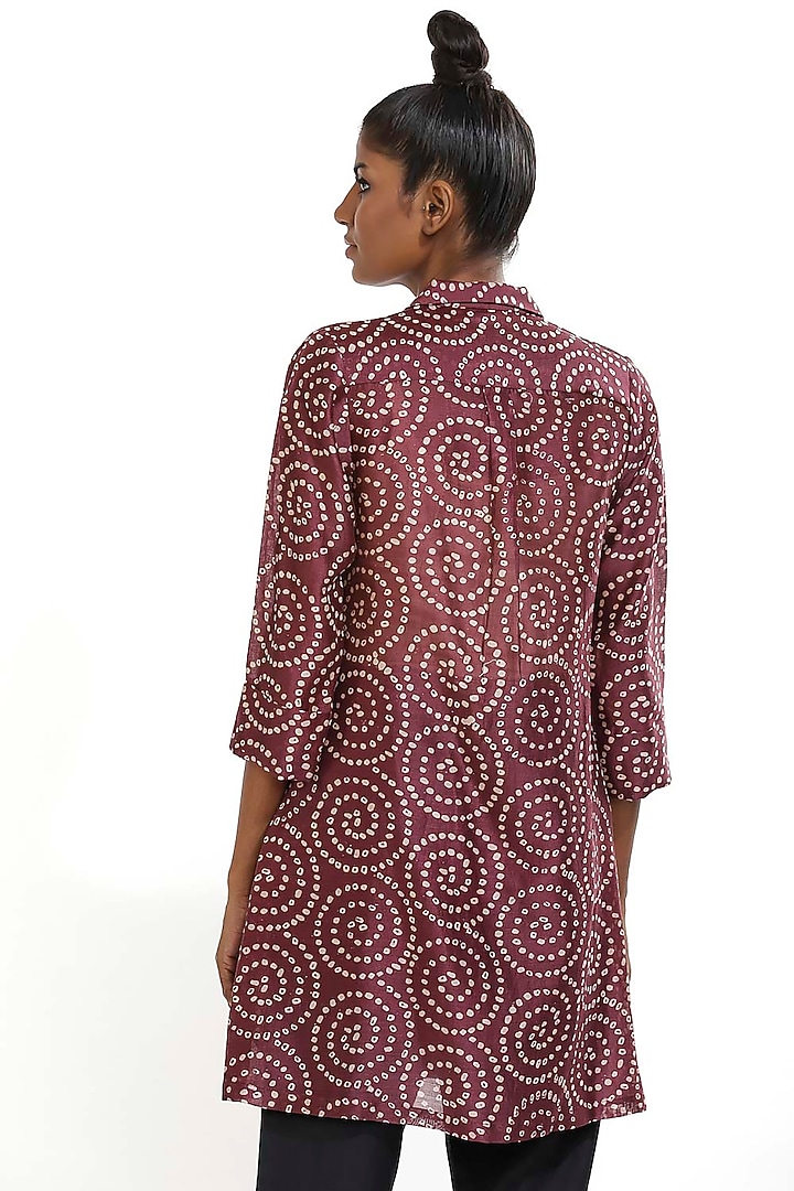 Purple Bandhani Printed Shirt by Abraham & Thakore at Pernia's Pop Up Shop