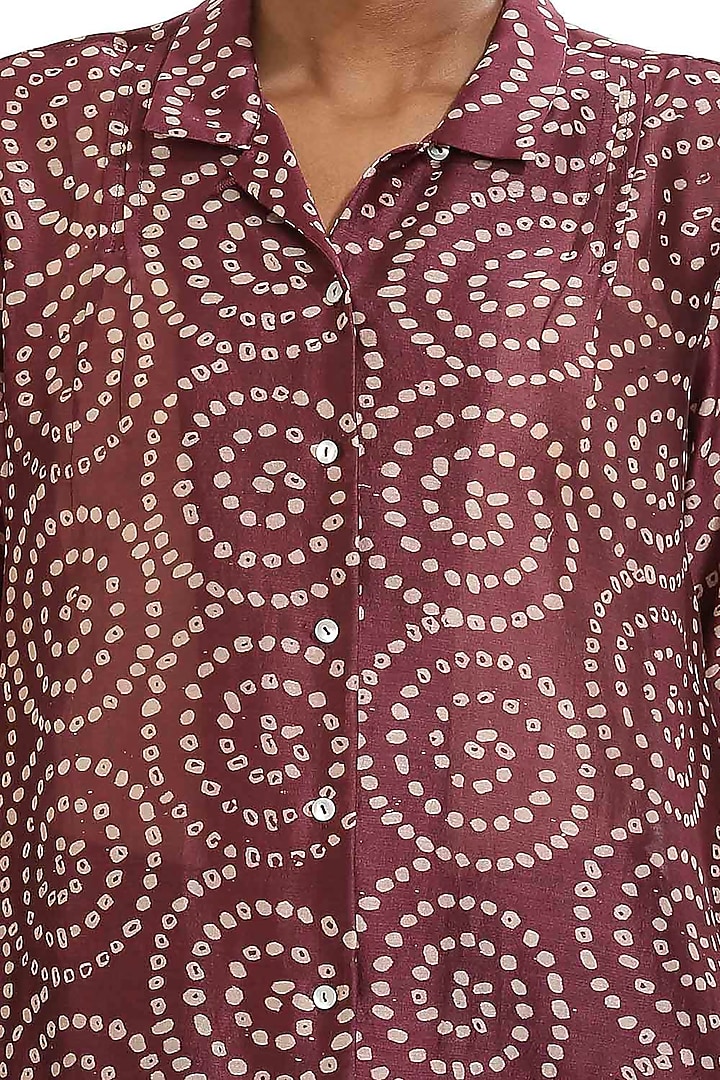Purple Bandhani Printed Shirt by Abraham & Thakore at Pernia's Pop Up Shop