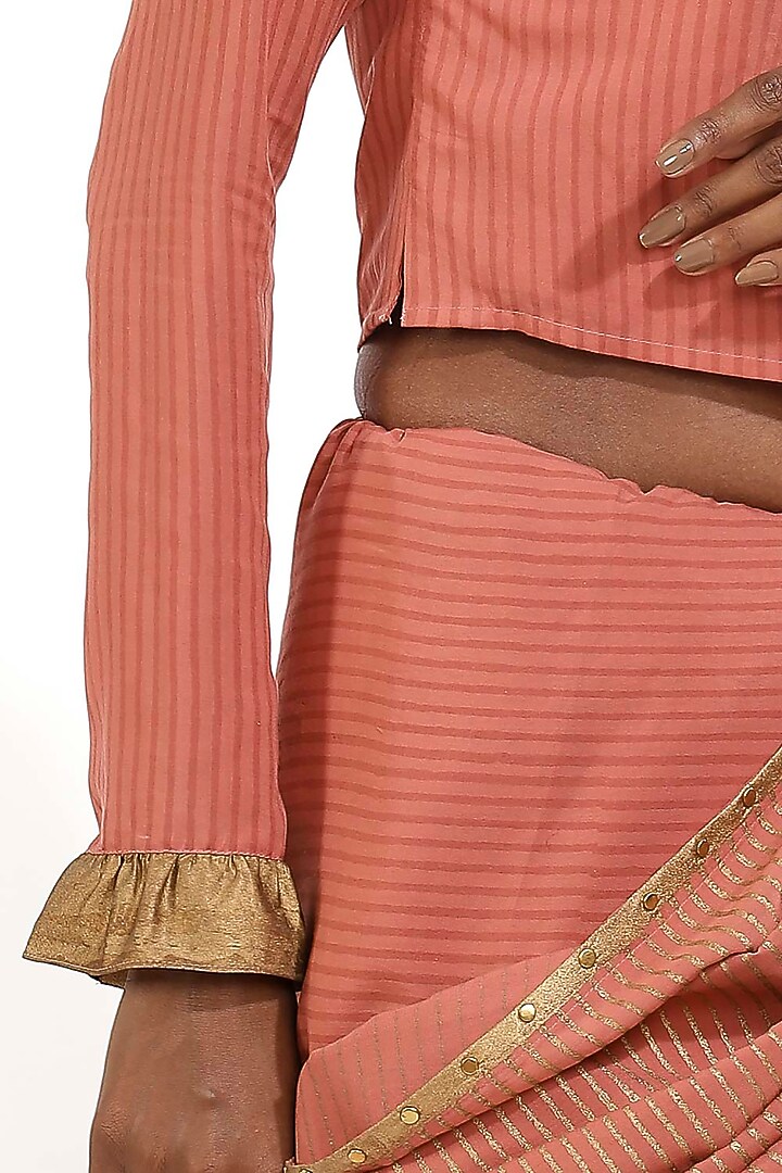 Salmon Pink Printed Top by Abraham & Thakore at Pernia's Pop Up Shop