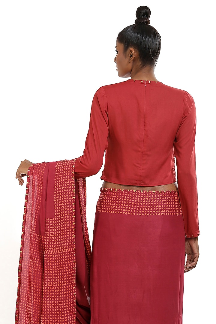 Burgundy Cellulose Blend Top by Abraham & Thakore at Pernia's Pop Up Shop