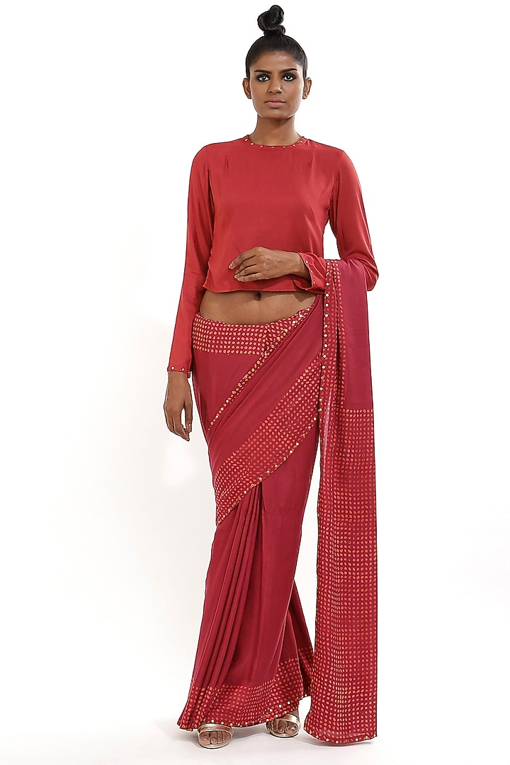 Burgundy Cellulose Blend Top by Abraham & Thakore at Pernia's Pop Up Shop