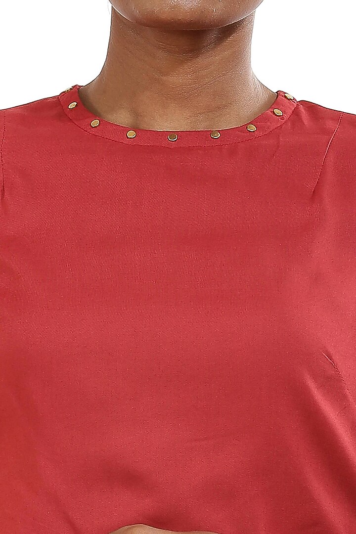Burgundy Cellulose Blend Top by Abraham & Thakore at Pernia's Pop Up Shop
