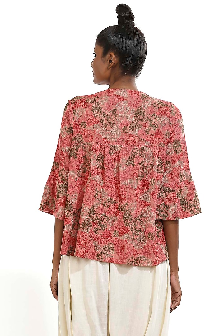 Rose Pink Embroidered Top by Abraham & Thakore at Pernia's Pop Up Shop