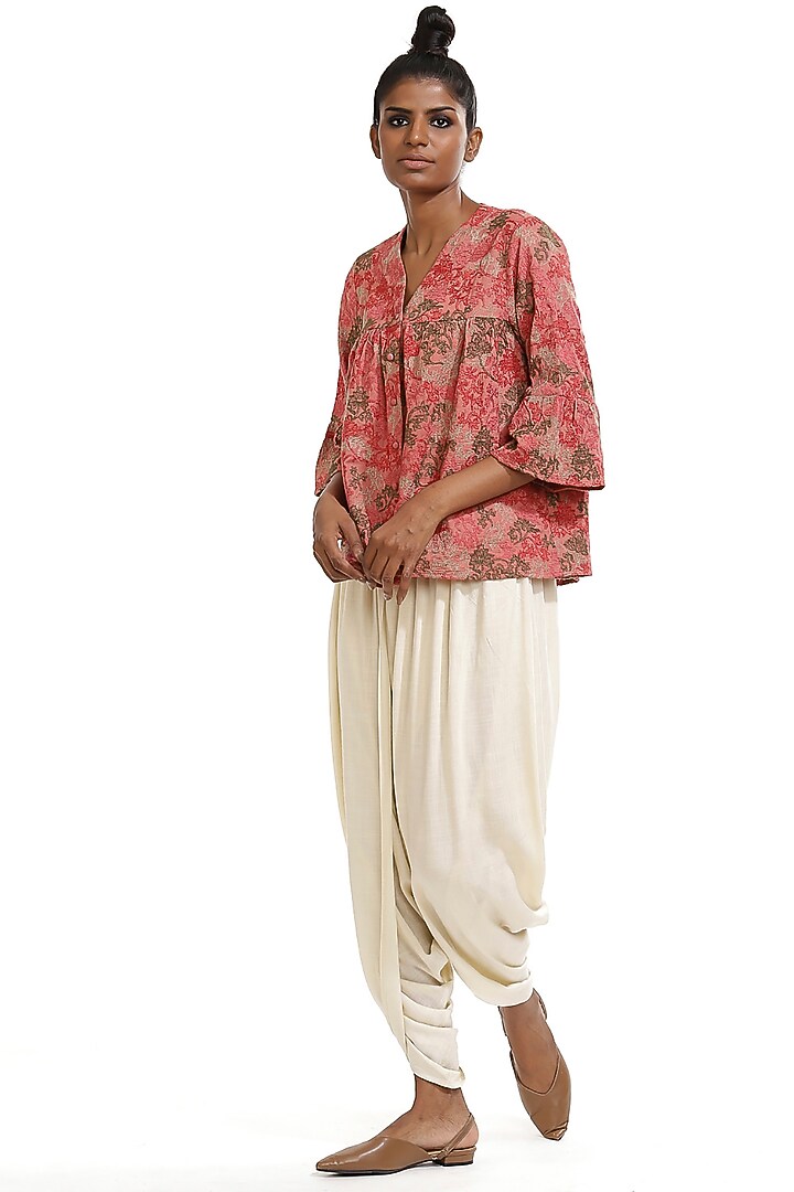 Rose Pink Embroidered Top by Abraham & Thakore at Pernia's Pop Up Shop