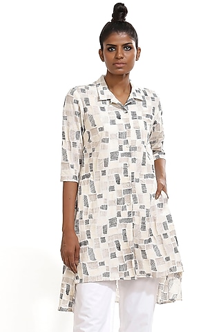 Ivory Embroidered Cotton Shirt by Abraham & Thakore