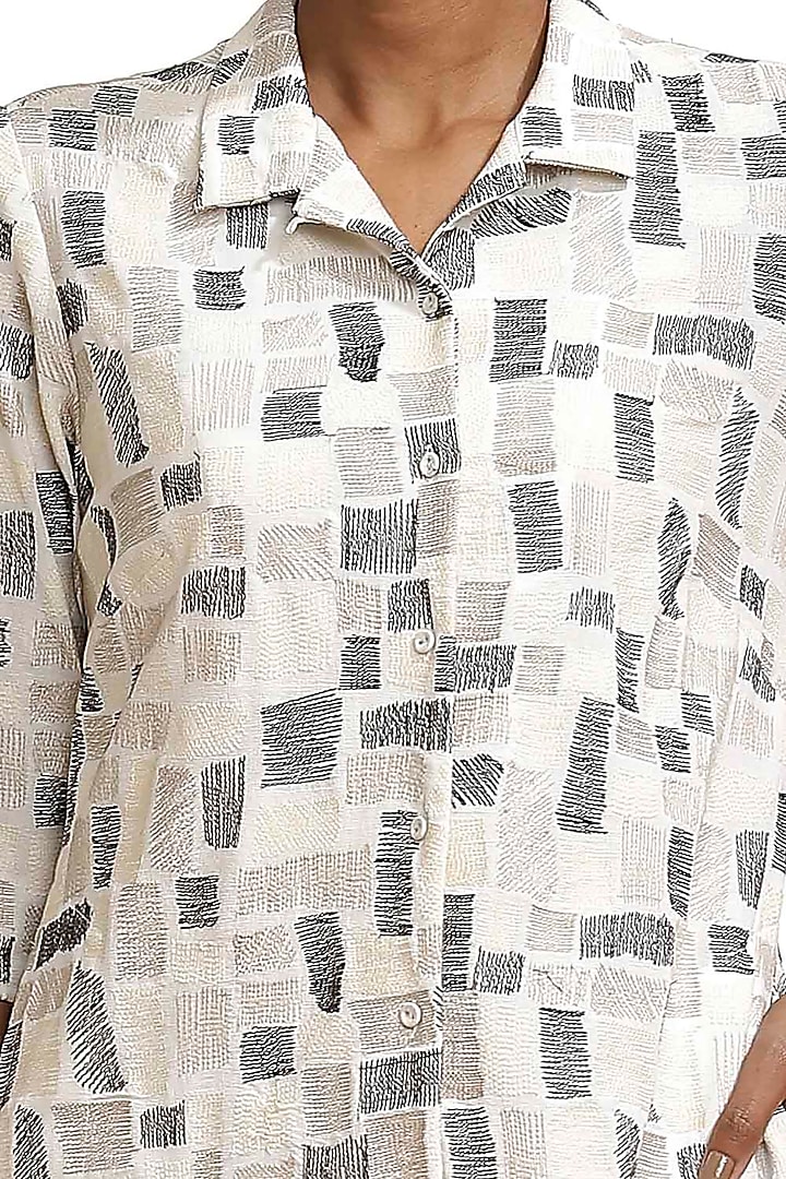 Ivory Embroidered Cotton Shirt by Abraham & Thakore at Pernia's Pop Up Shop