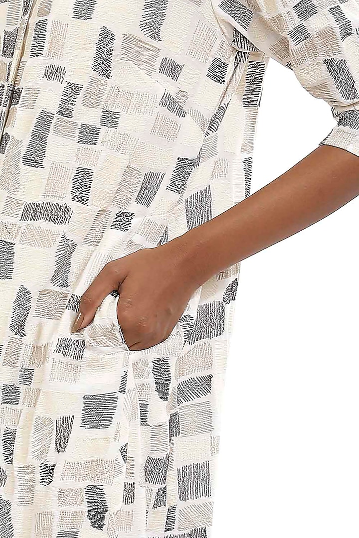 Ivory Embroidered Cotton Shirt by Abraham & Thakore at Pernia's Pop Up Shop