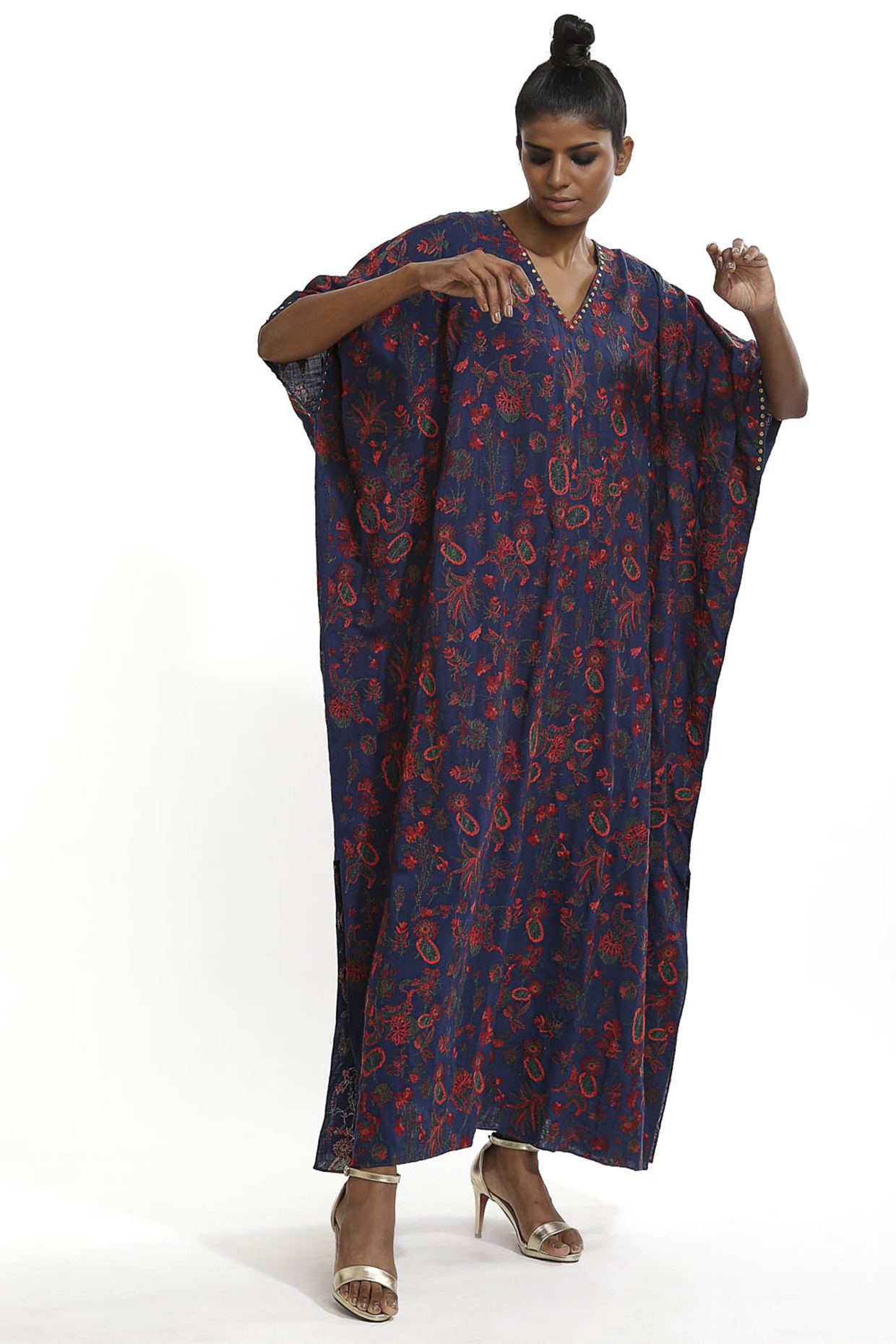Marine Blue Embroidered kaftan by Abraham & Thakore at Pernia's Pop Up Shop