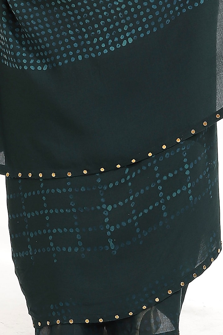 Emerald Green Printed Party Wear Saree by Abraham & Thakore at Pernia's Pop Up Shop