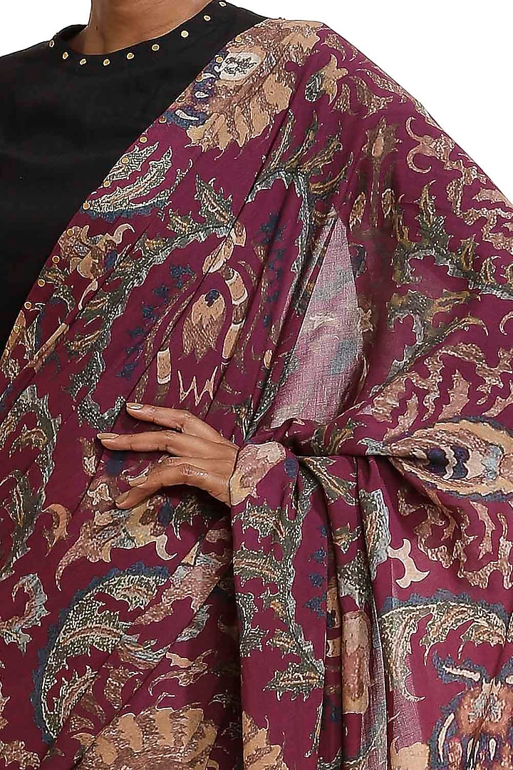 Purple Floral Printed Party Wear Saree by Abraham & Thakore at Pernia's Pop Up Shop