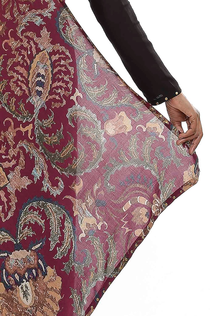 Purple Floral Printed Party Wear Saree by Abraham & Thakore at Pernia's Pop Up Shop