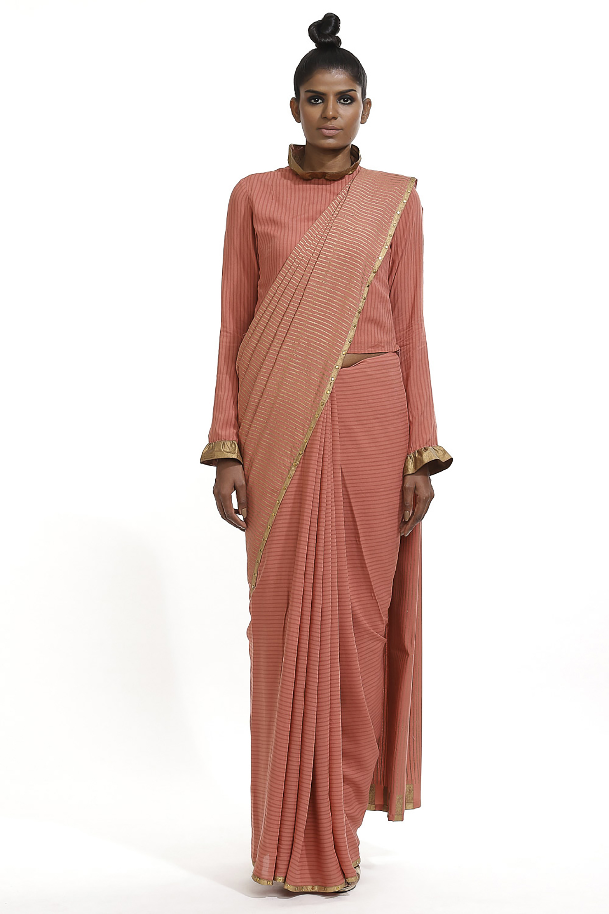 Rose Pink Printed Party Wear Saree by Abraham & Thakore at Pernia's Pop Up Shop