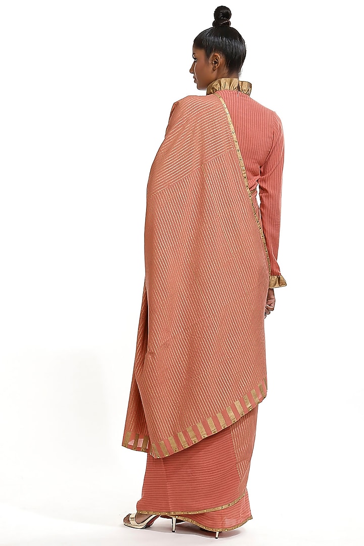 Rose Pink Printed Party Wear Saree by Abraham & Thakore at Pernia's Pop Up Shop