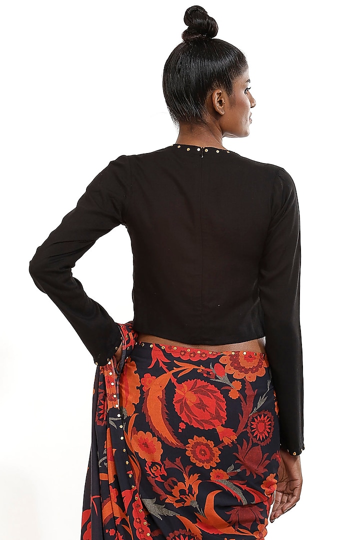 Black Cellulose Blend Top by Abraham & Thakore at Pernia's Pop Up Shop
