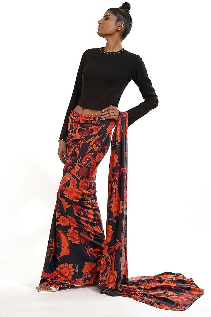 Black Cellulose Blend Top by Abraham & Thakore at Pernia's Pop Up Shop