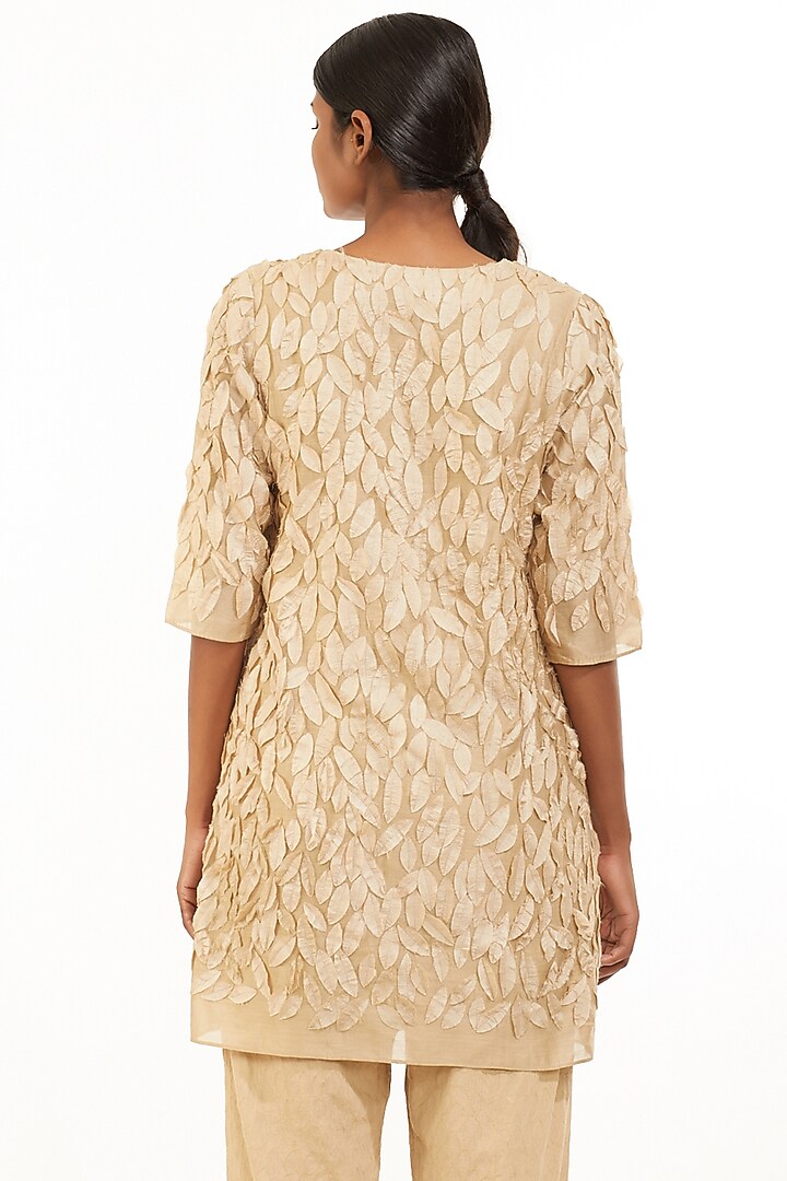 Beige Embroidered Mini Vacation Dress by Abraham & Thakore at Pernia's Pop Up Shop