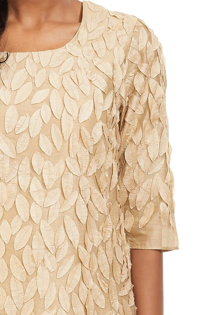 Beige Embroidered Mini Vacation Dress by Abraham & Thakore at Pernia's Pop Up Shop