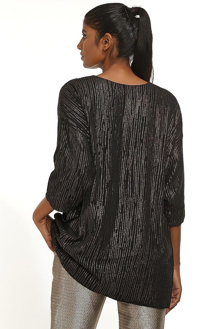 Black Hand Embroidered Tunic by Abraham & Thakore at Pernia's Pop Up Shop