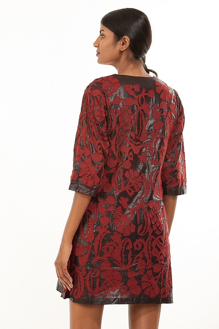 Black Kalamkari Mini Summer Dress by Abraham & Thakore at Pernia's Pop Up Shop