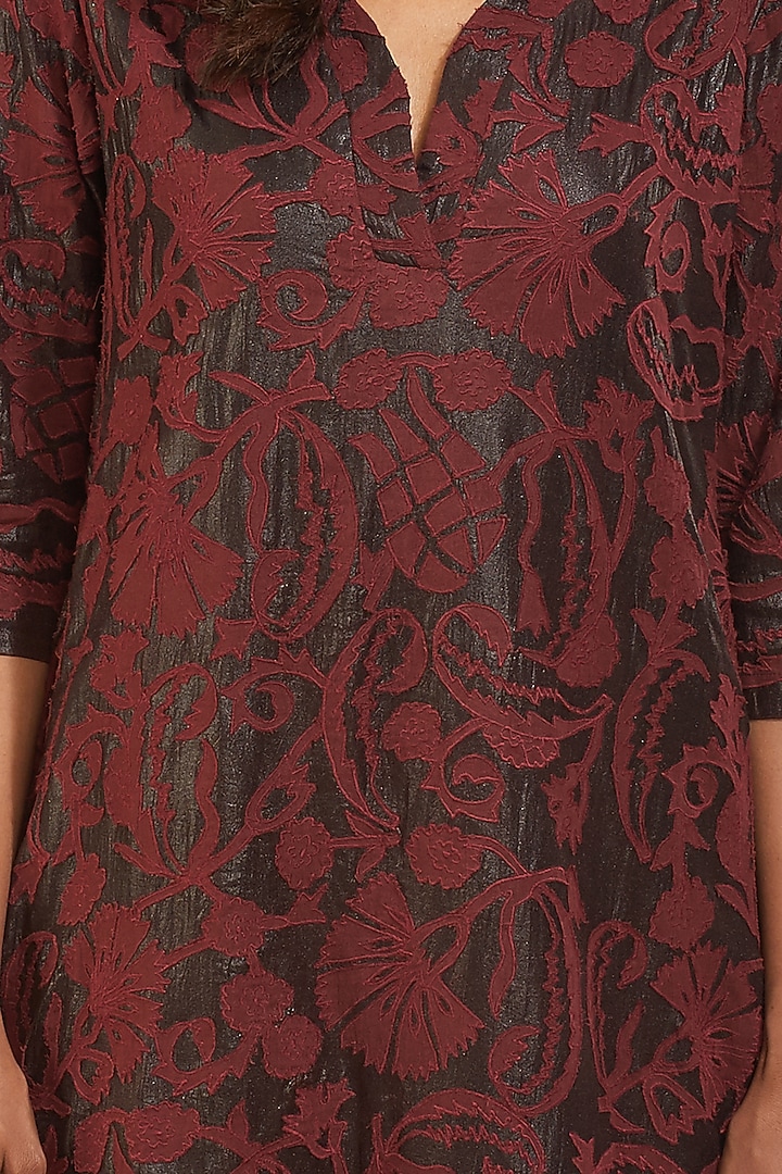 Red Kalamkari Maxi Vacation Dress by Abraham & Thakore at Pernia's Pop Up Shop