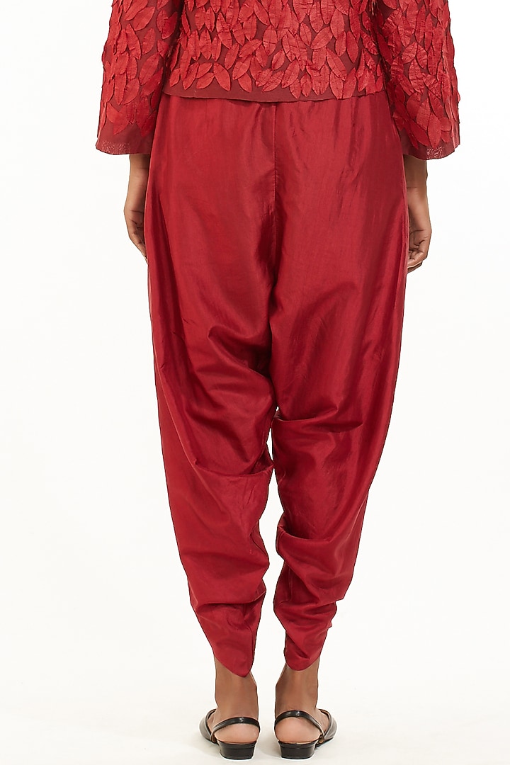 Red Silk Dhoti Pants by Abraham & Thakore at Pernia's Pop Up Shop