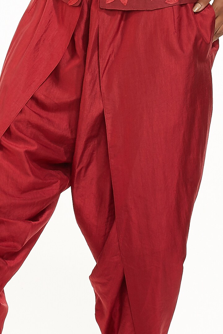 Red Silk Dhoti Pants by Abraham & Thakore at Pernia's Pop Up Shop