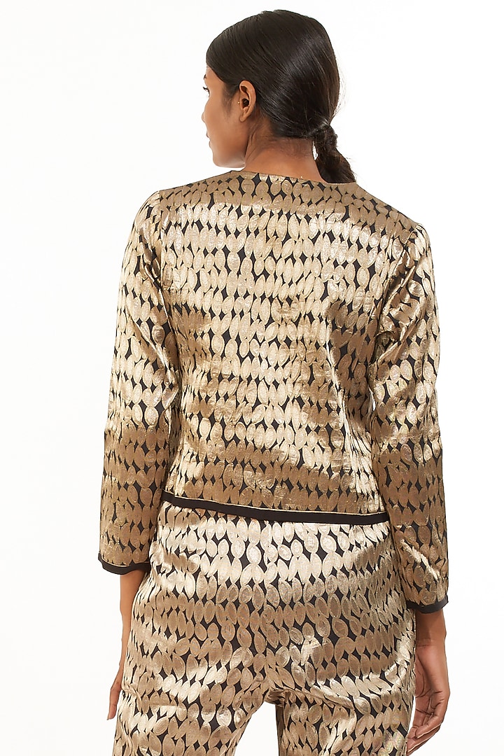 Black Brocade Silk Jacket by Abraham & Thakore at Pernia's Pop Up Shop