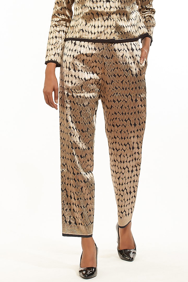 Black Brocade Silk Pants by Abraham & Thakore at Pernia's Pop Up Shop