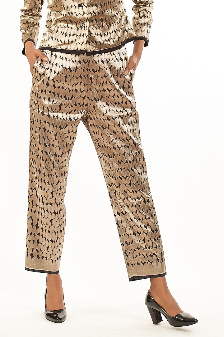 Black Brocade Silk Pants by Abraham & Thakore at Pernia's Pop Up Shop