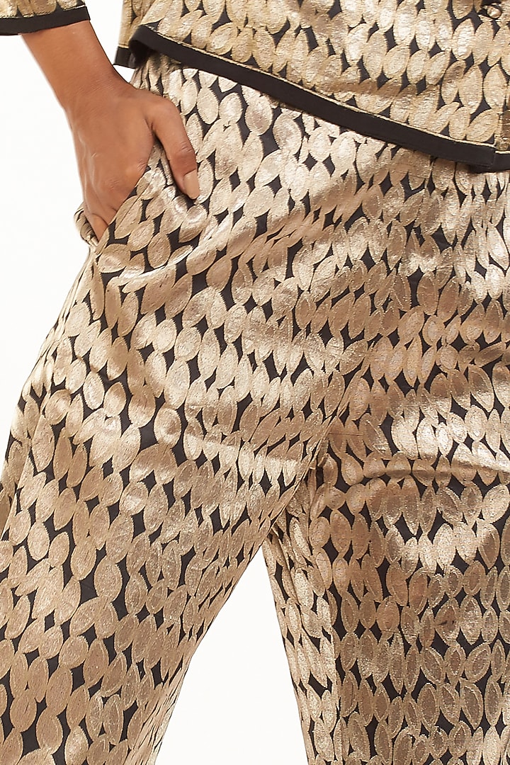 Black Brocade Silk Pants by Abraham & Thakore at Pernia's Pop Up Shop